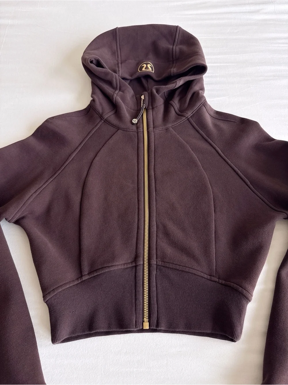 lululemon Scuba Full-Zip Cropped Hoodie Espresso/Gold Size 2 NWOT